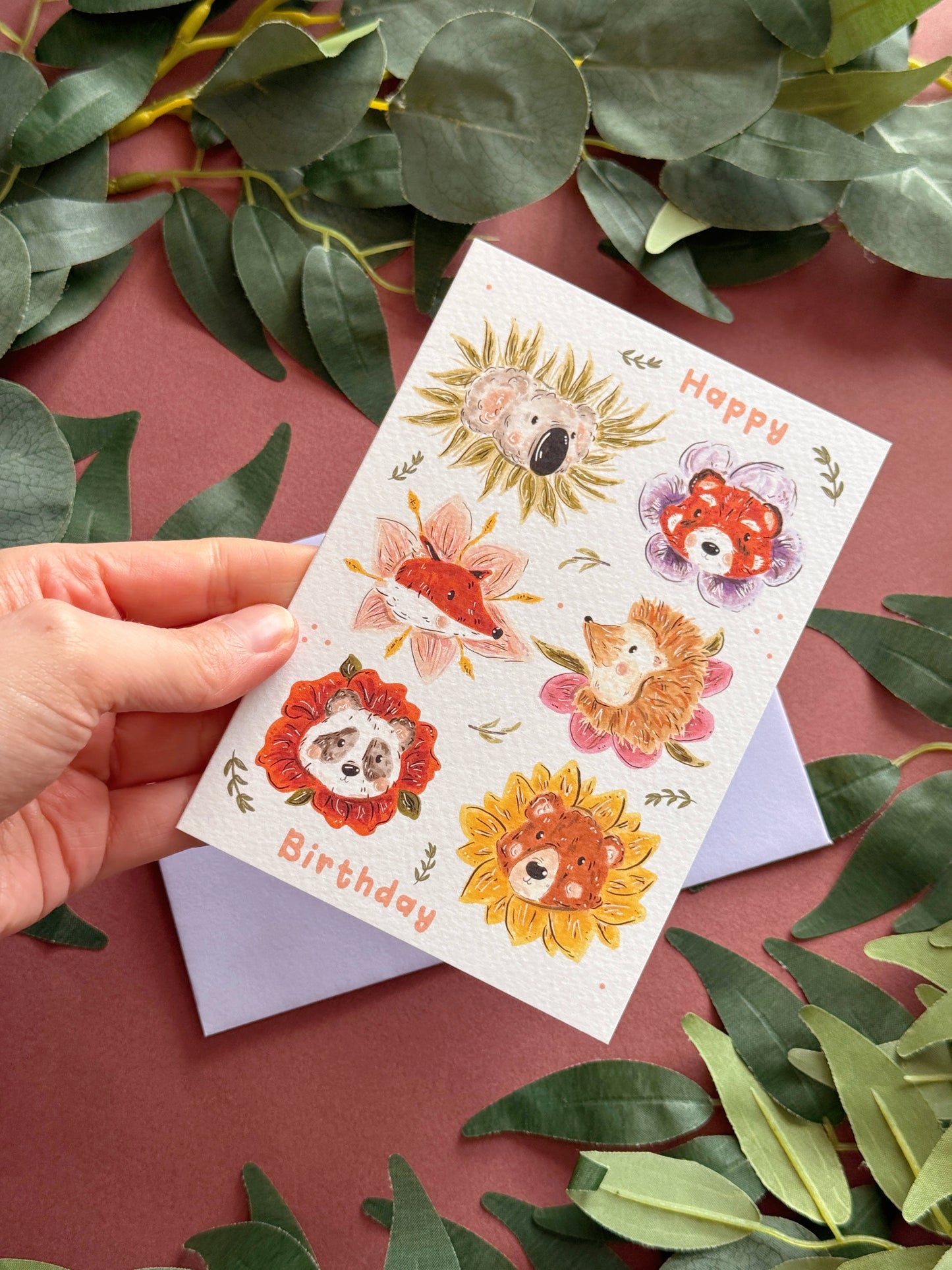 Flower Animals Birthday Card