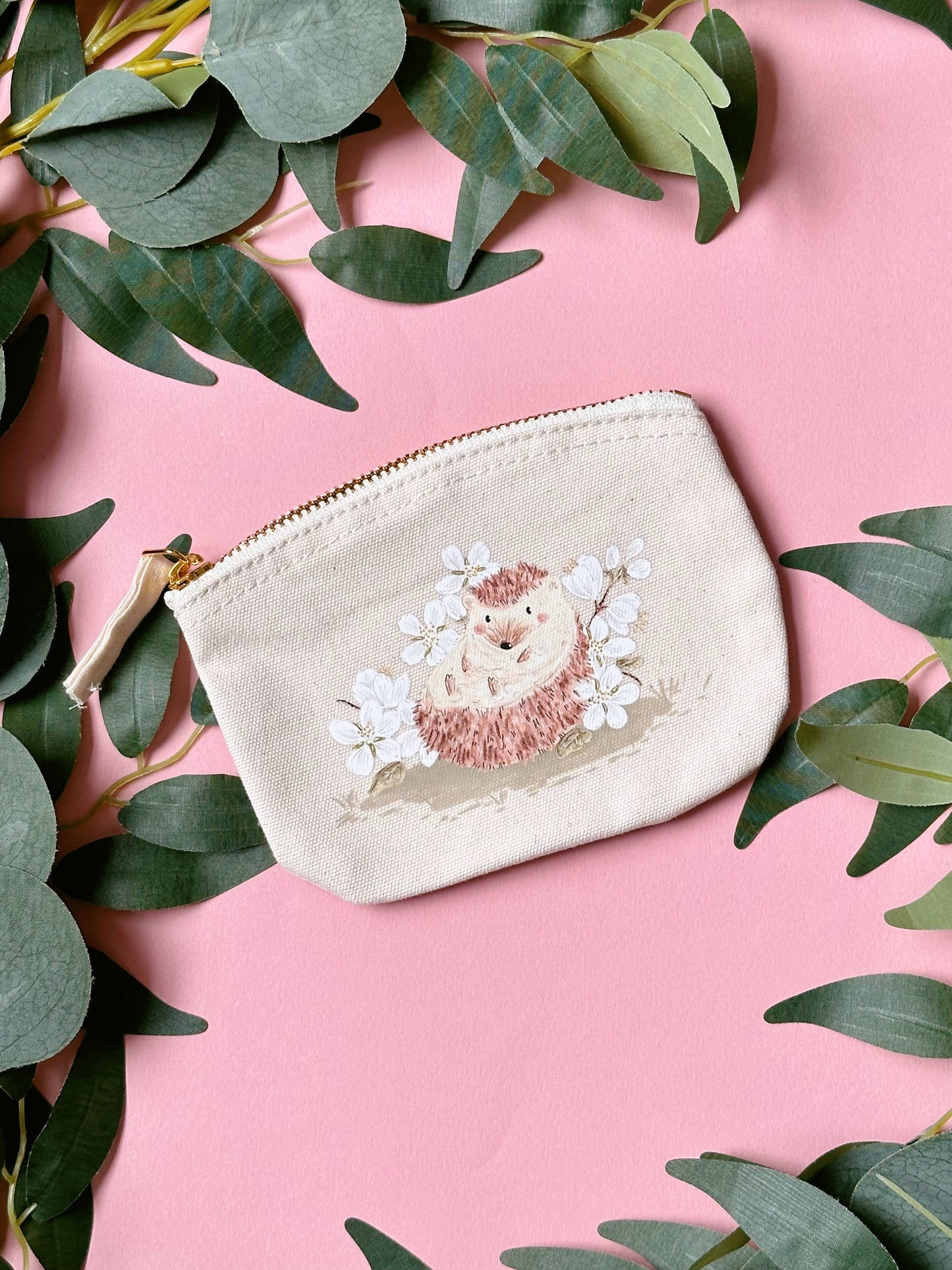 White Sakura Hedgehog Purse