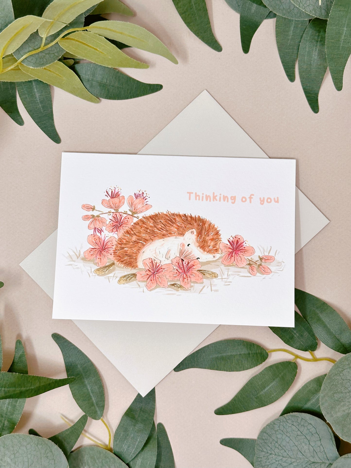 Sakura Hedgehog Thinking of you Card