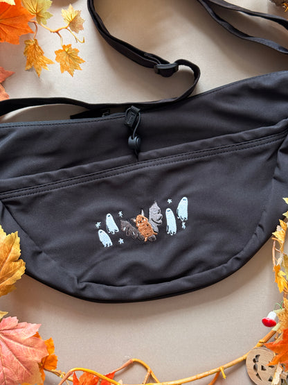 Bat Ghost Embroidered Crossbody Bag