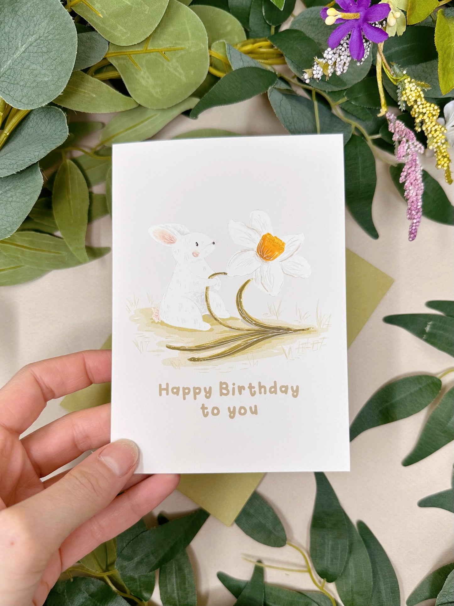 Bunny Daffodil Birthday Card