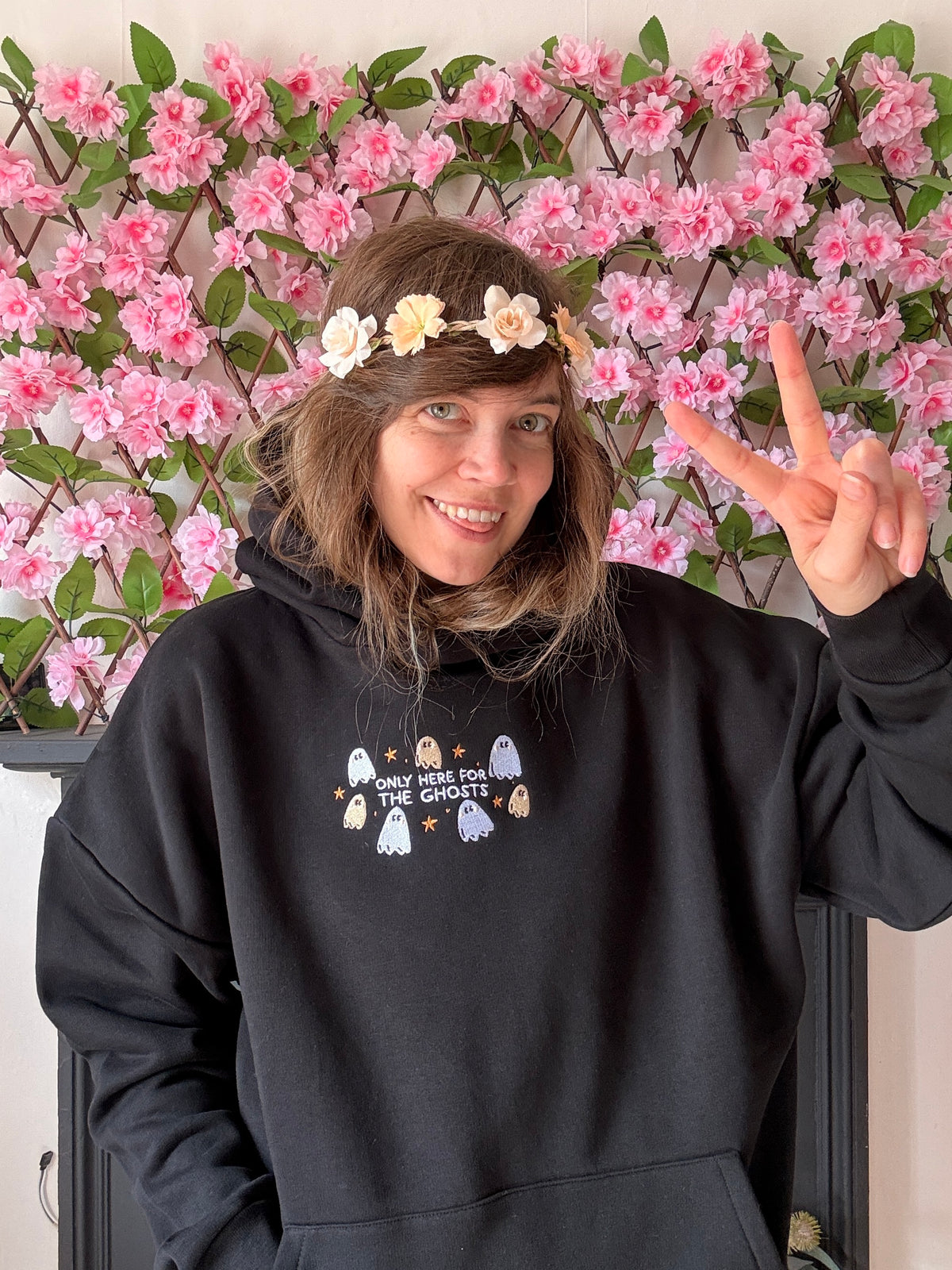 Only Here For The Ghosts Hoodie - Embroidered