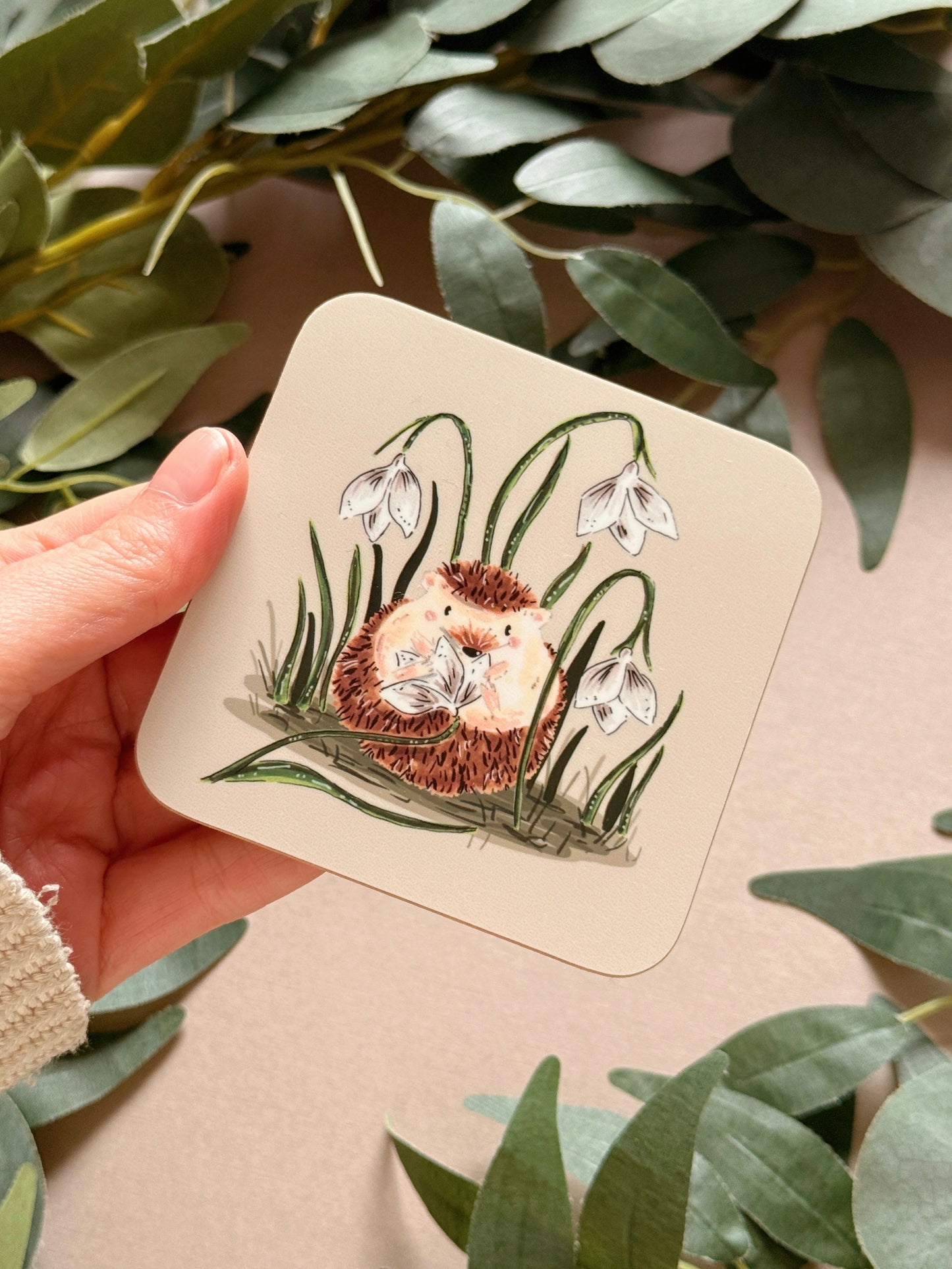 Snowdrop Hedgehog Coaster