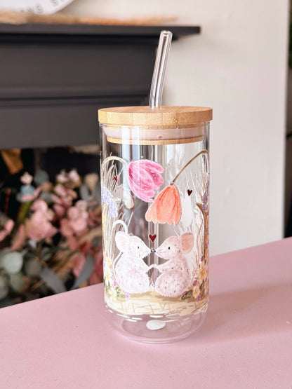 Tulip Mice Glass Tumbler