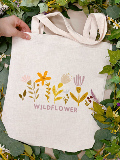 Wild Flower Linen Tote Bag