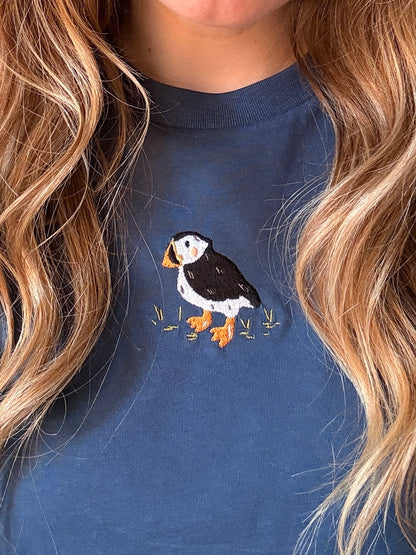 Puffin Embroidered T-Shirt - Organic Cotton