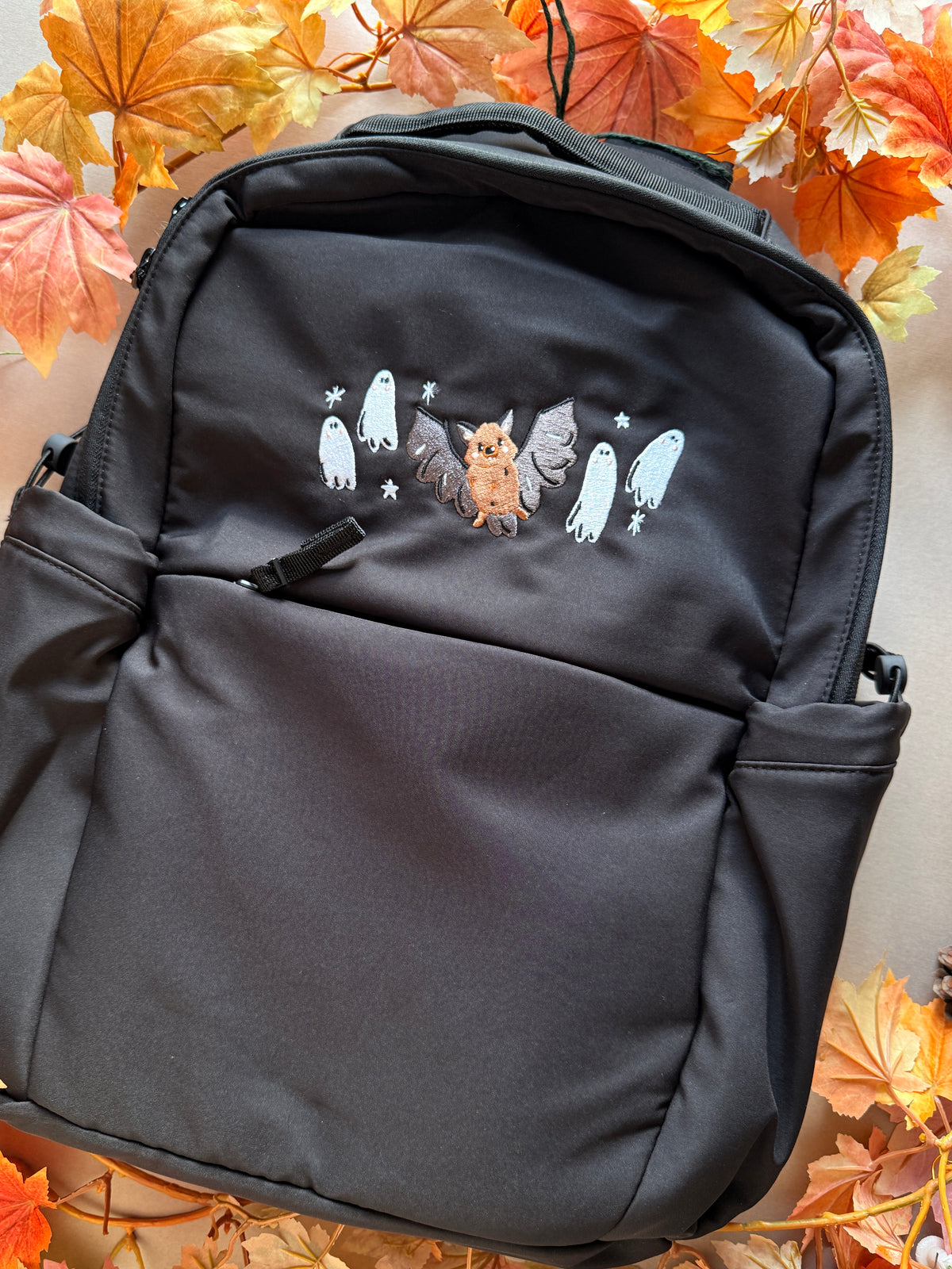 Bat Ghost Embroidered Backpack
