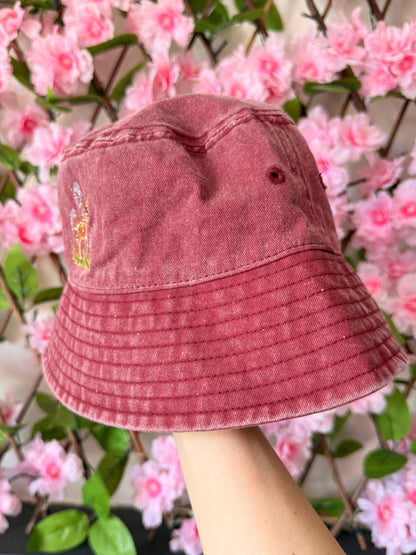 Spring Deer Embroidered Bucket Hat