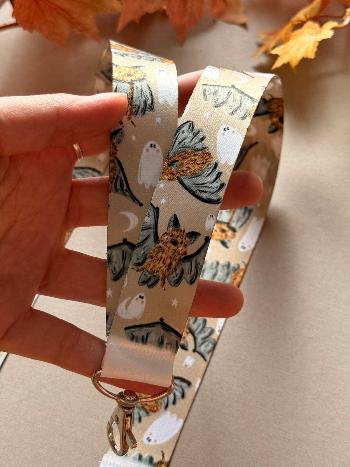 Bat Ghost Lanyard - Chocolate