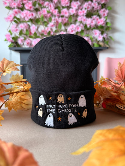 Only Here For The Ghosts Embroidered Beanie