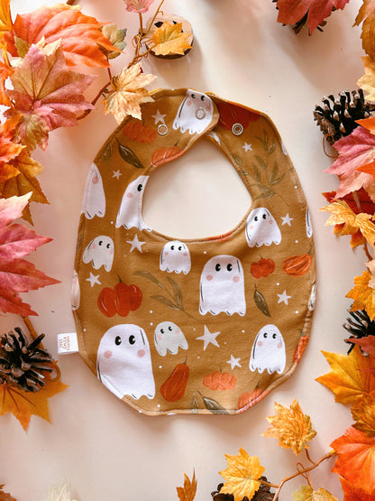 Pumpkin Ghost Bib - Rounded