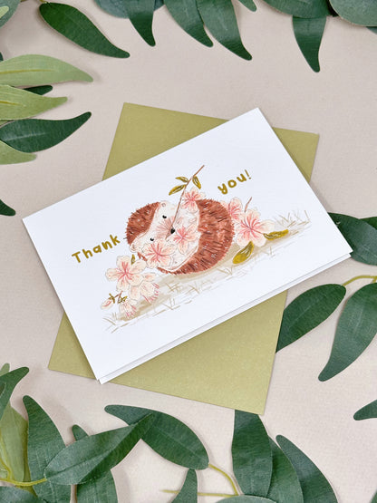 Sakura Hedgehog Thank You Card