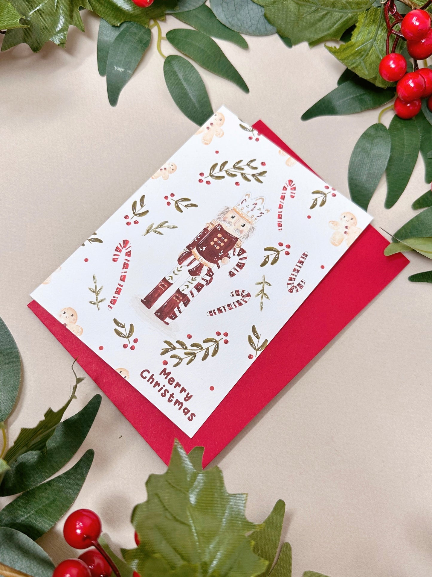 Candy Cane Nutcracker Christmas Card