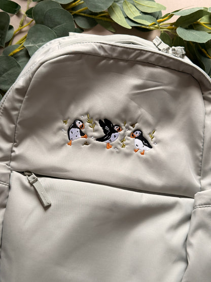 Puffins Embroidered Backpack