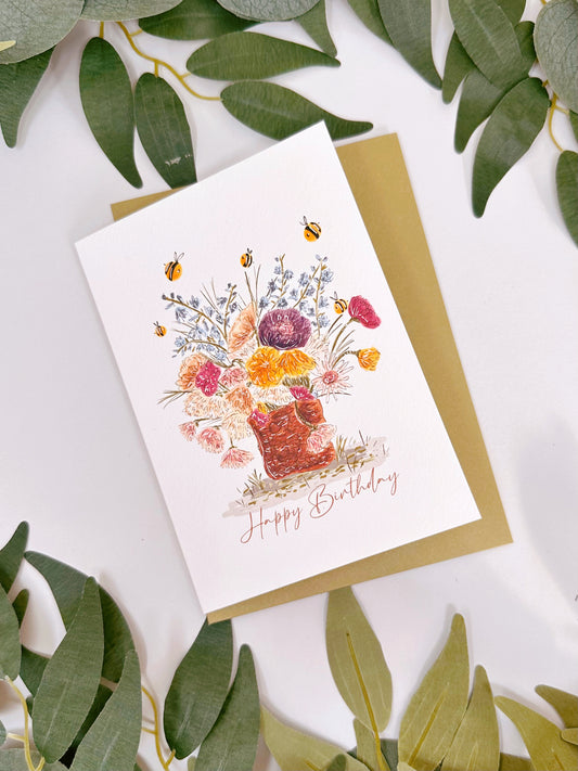 Floral Bee Birthday Card