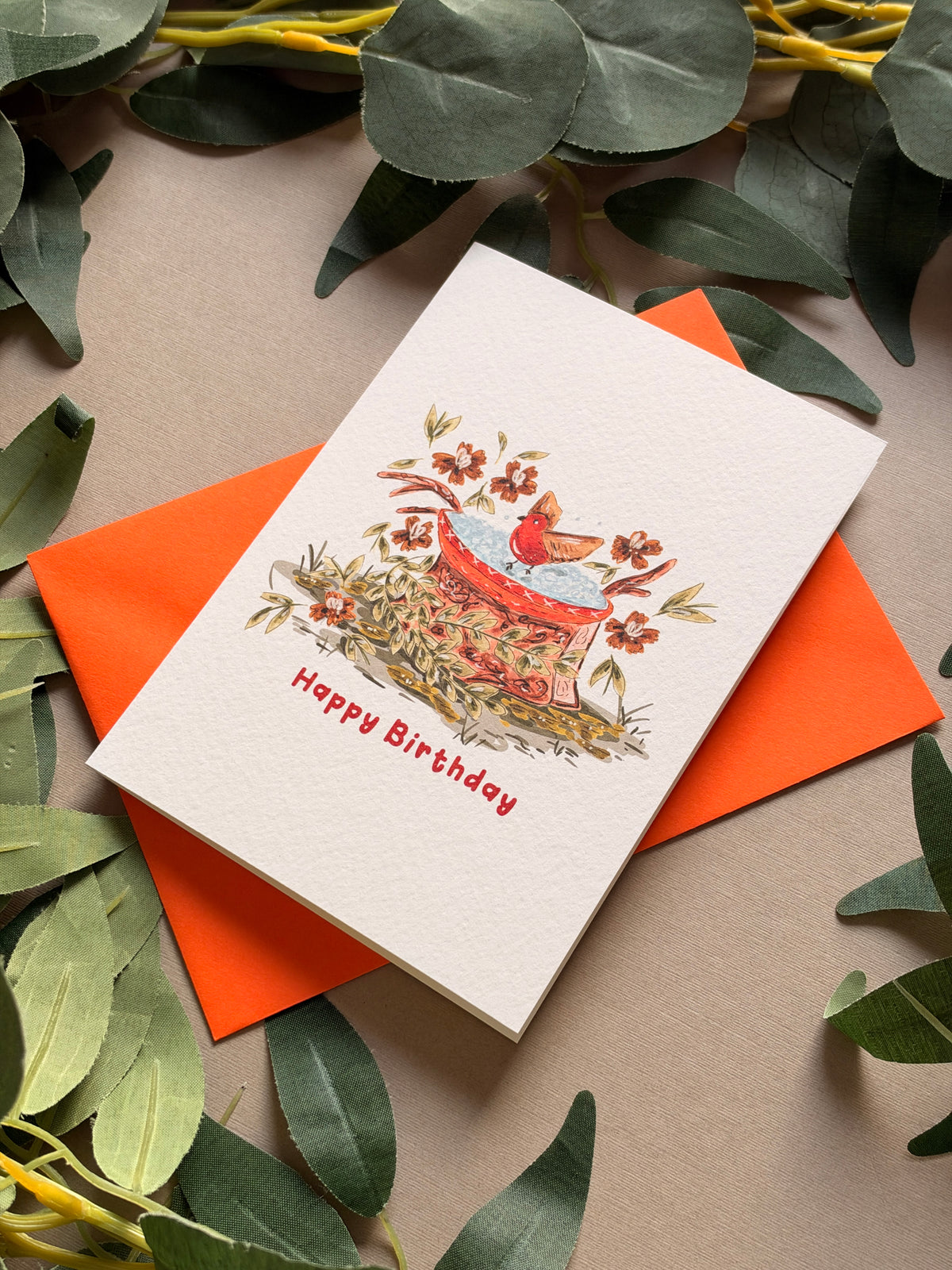Garden Robin Birthday Card