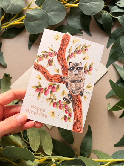 Raccoon Birthday Card