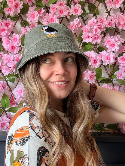 Puffin Embroidered Bucket Hat