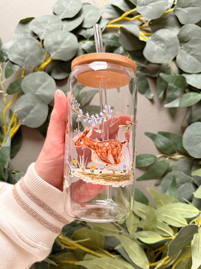 Spring Deer Glass Tumbler