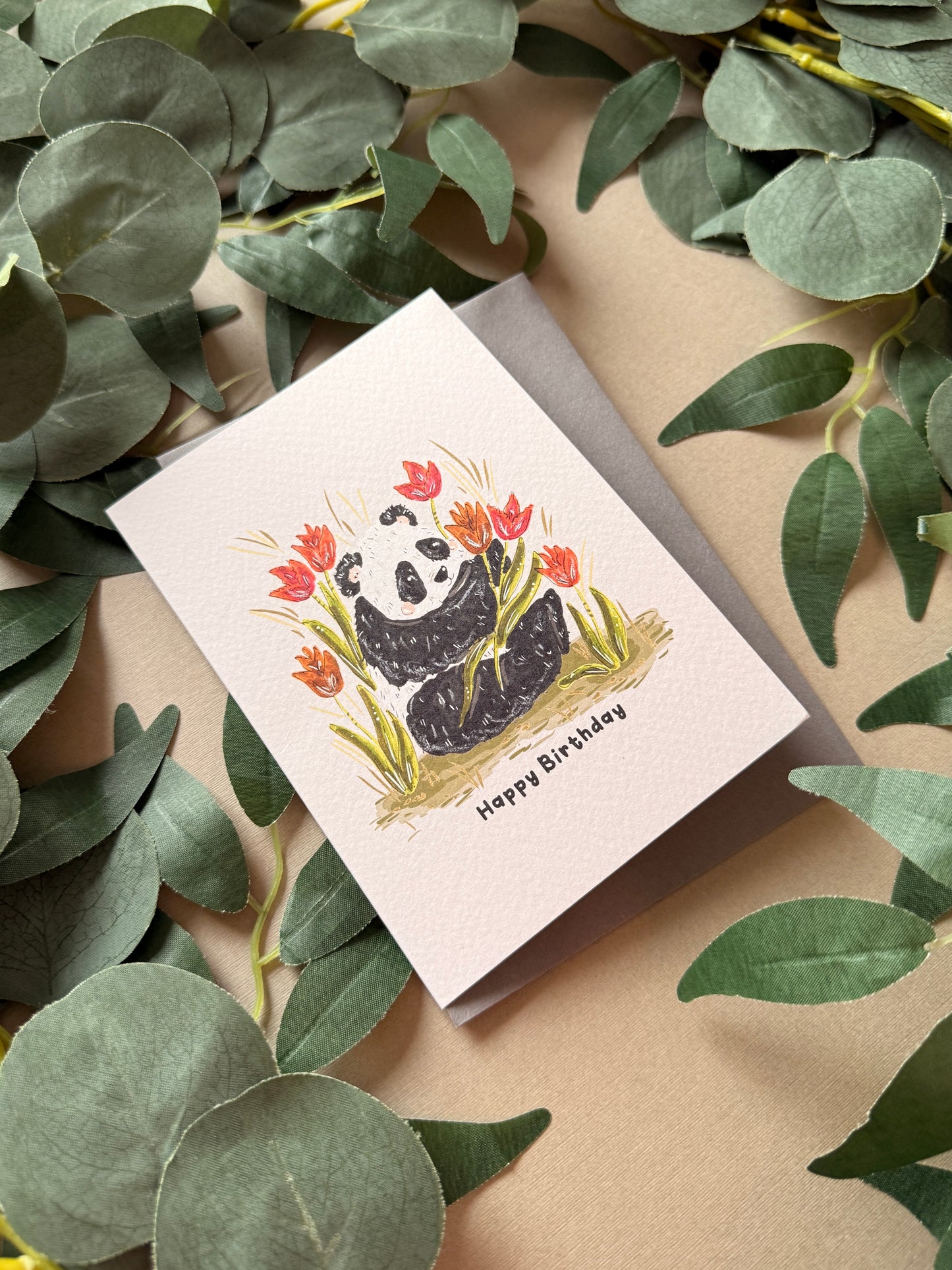 Floral Panda Birthday Card