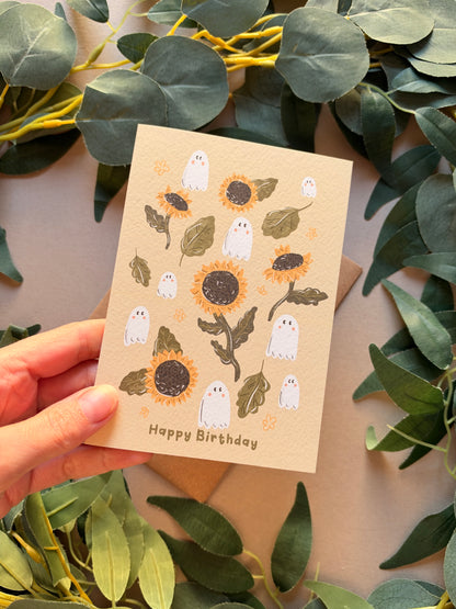 Sunflower Ghost Birthday Card