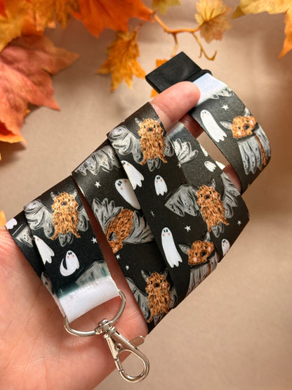 Bat Ghost Lanyard - Black