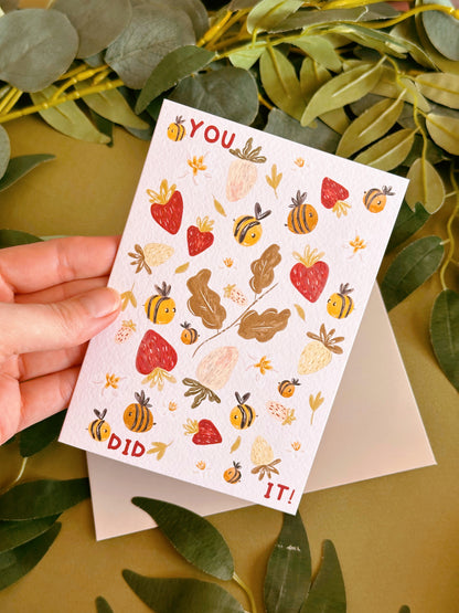 Strawberry Bee You Did It Card