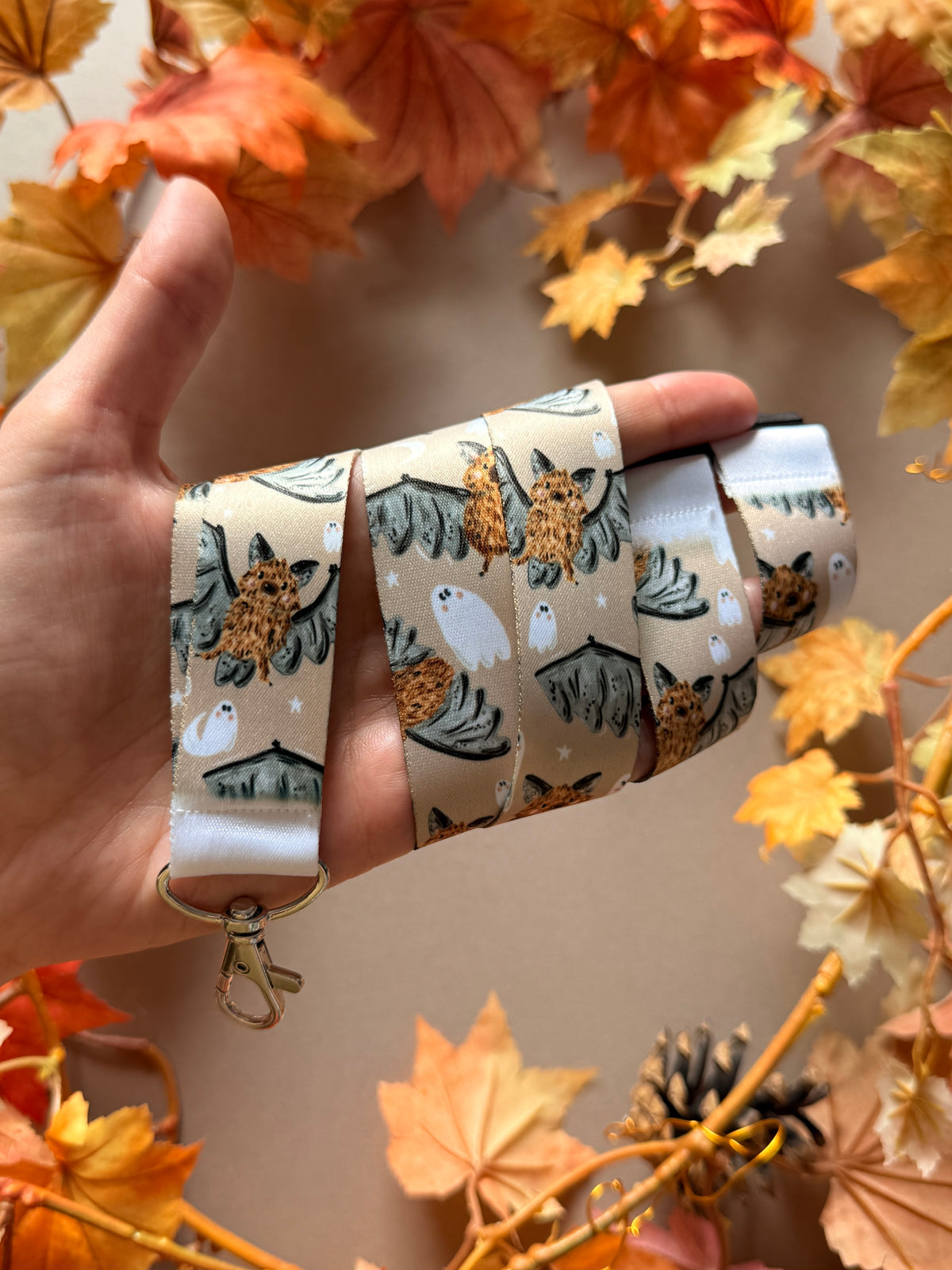 Bat Ghost Lanyard - Chocolate