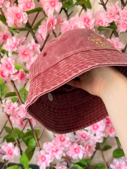 Spring Deer Embroidered Bucket Hat