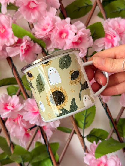 Sunflower Ghost Enamel Mug
