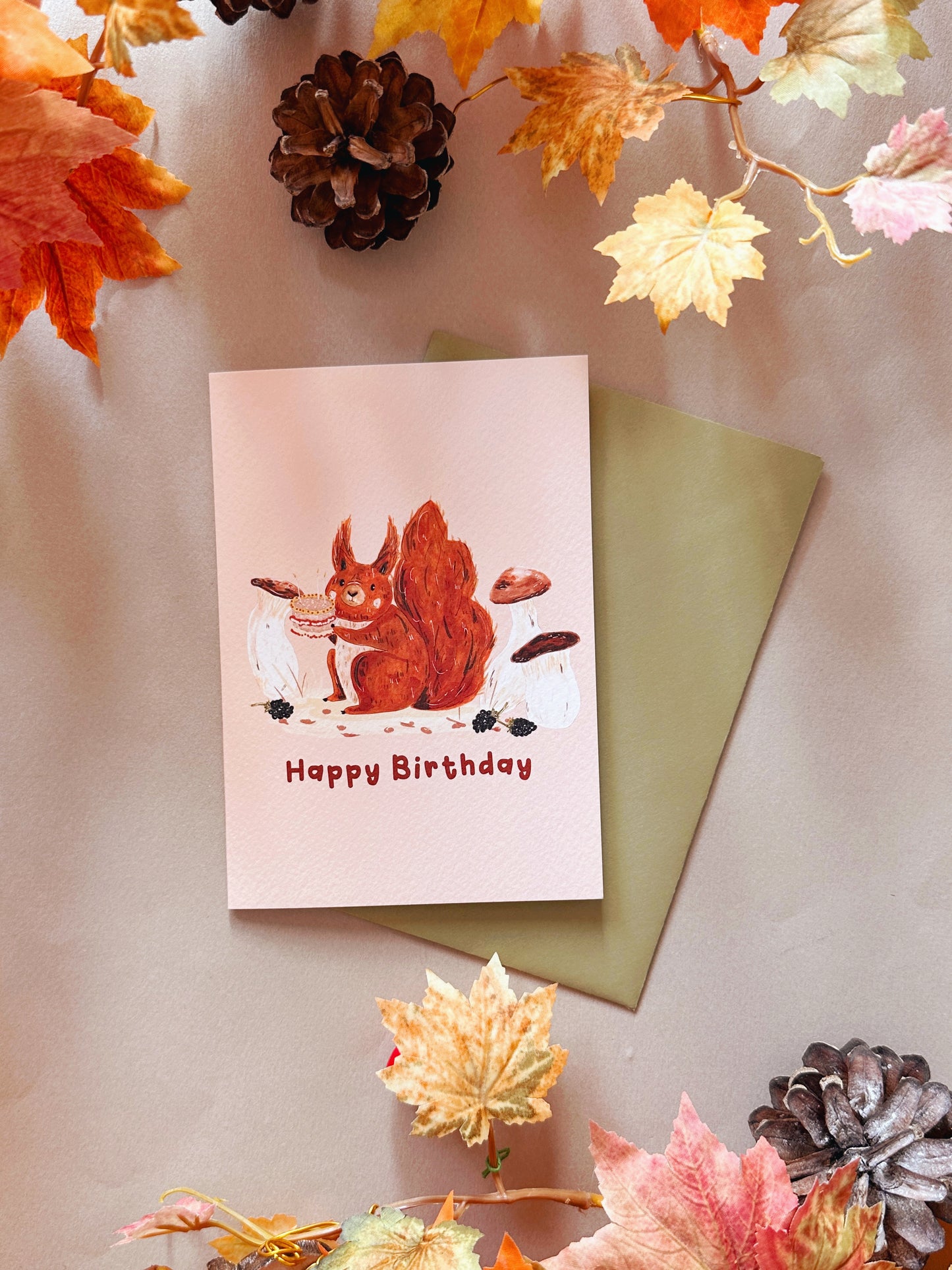 Autumn Squirrel Birthday Card