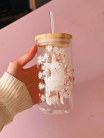 Daisy Rabbit Glass Tumbler