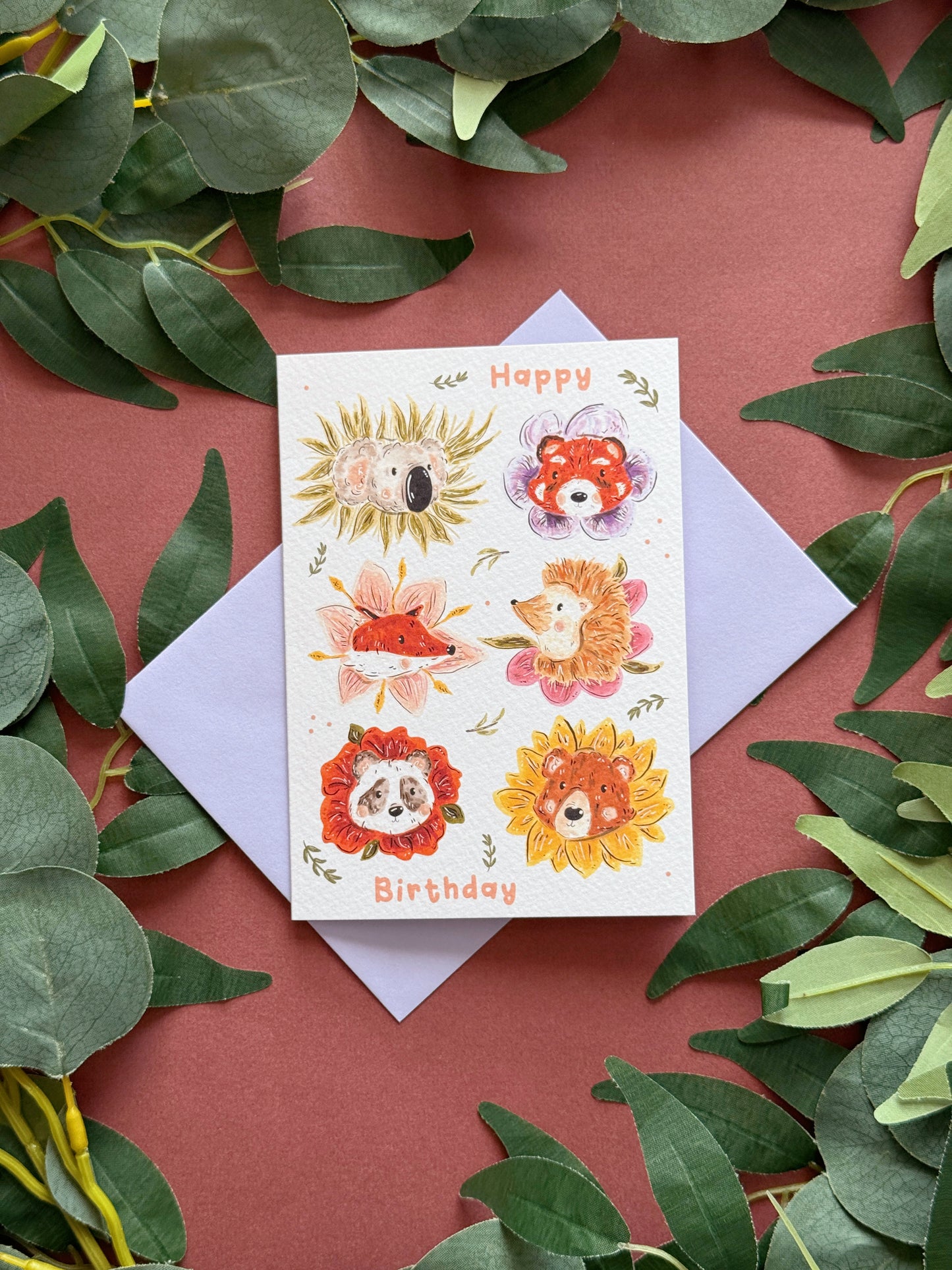 Flower Animals Birthday Card