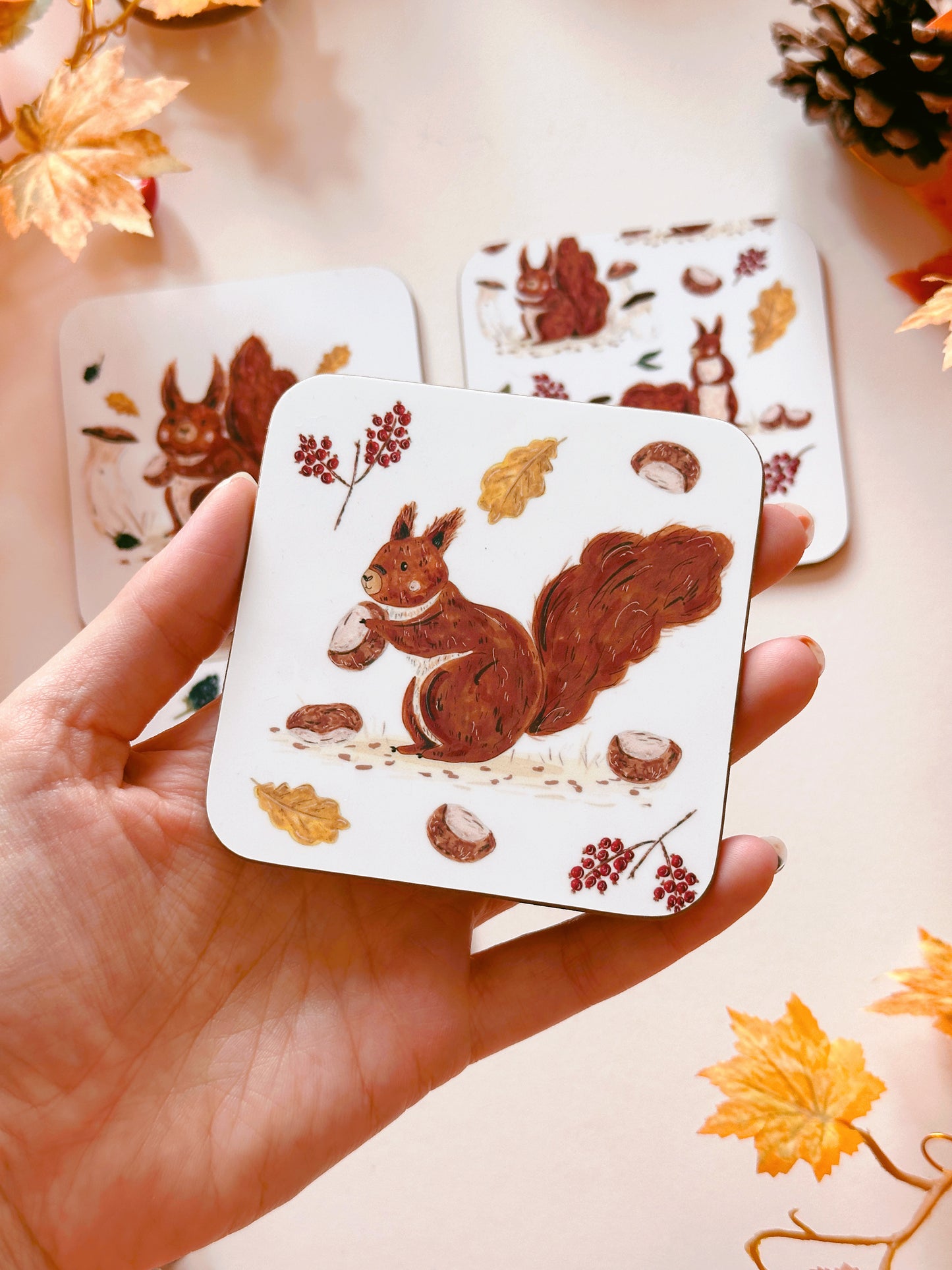 Autumn Red Squirrel Coaster