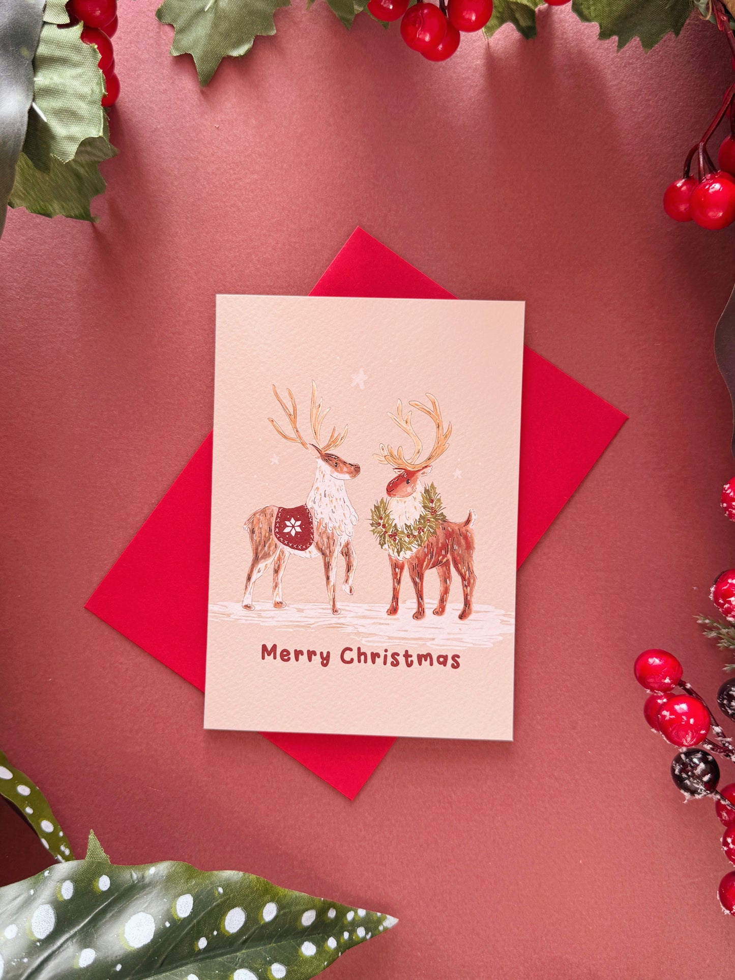 Reindeer Couple Christmas Card