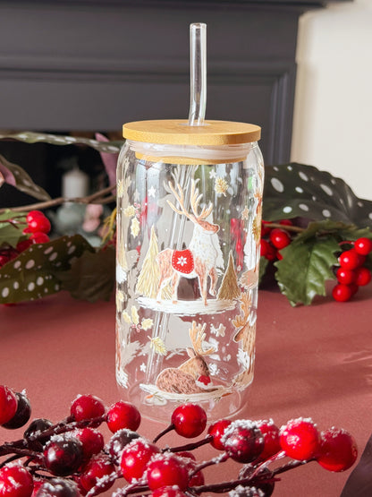 Reindeer Glass Tumbler