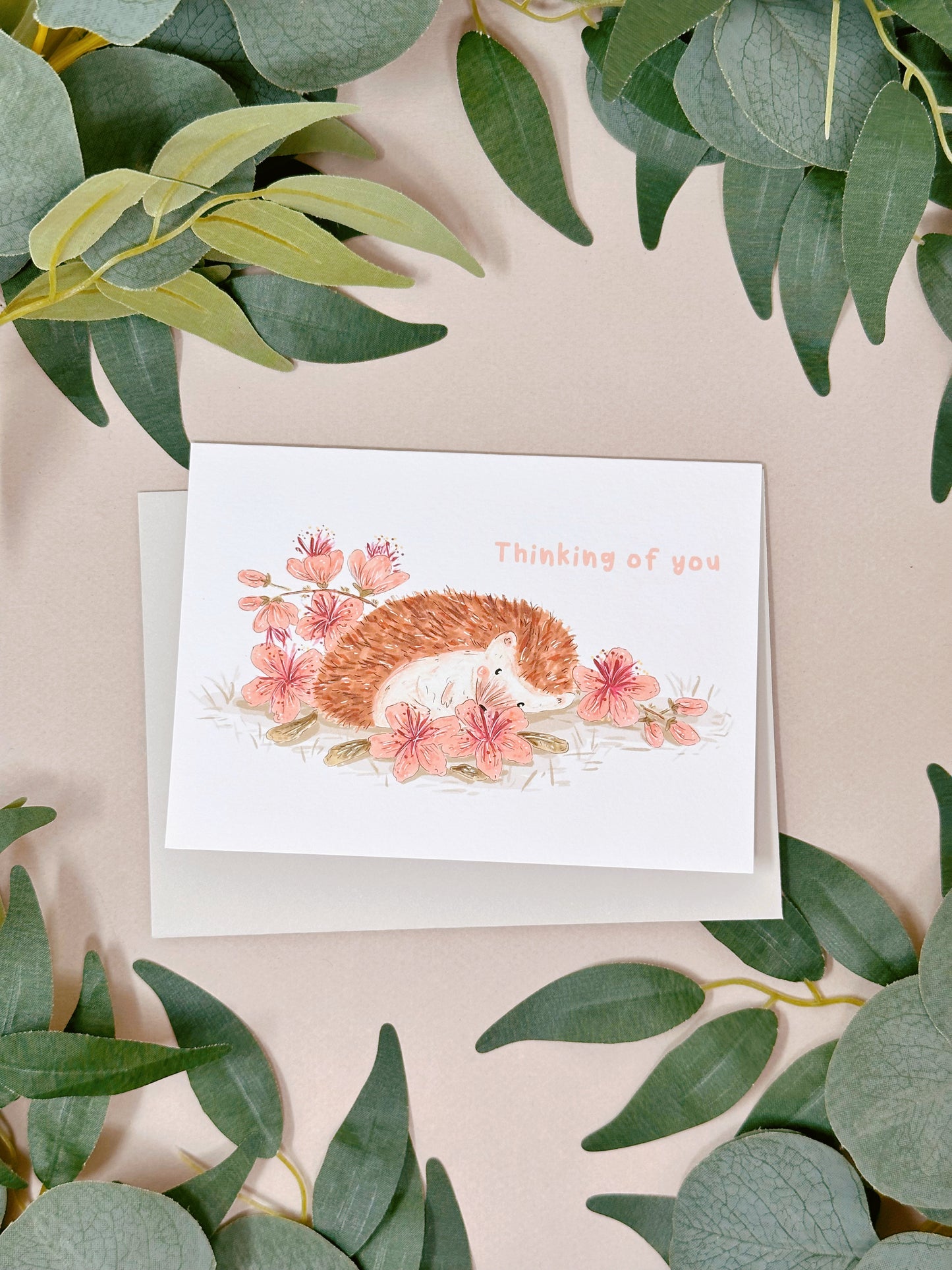 Sakura Hedgehog Thinking of you Card