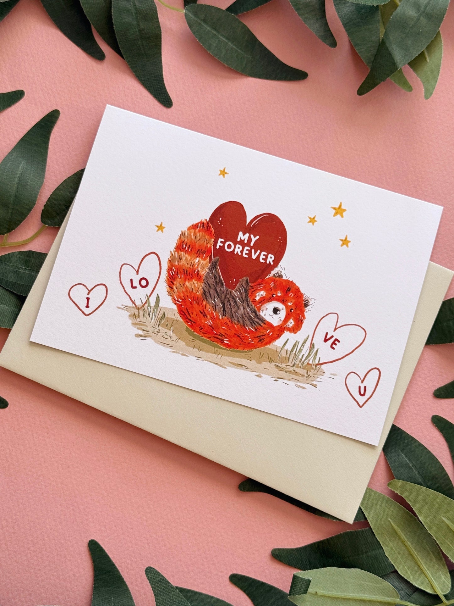 Red Panda Valentines Card