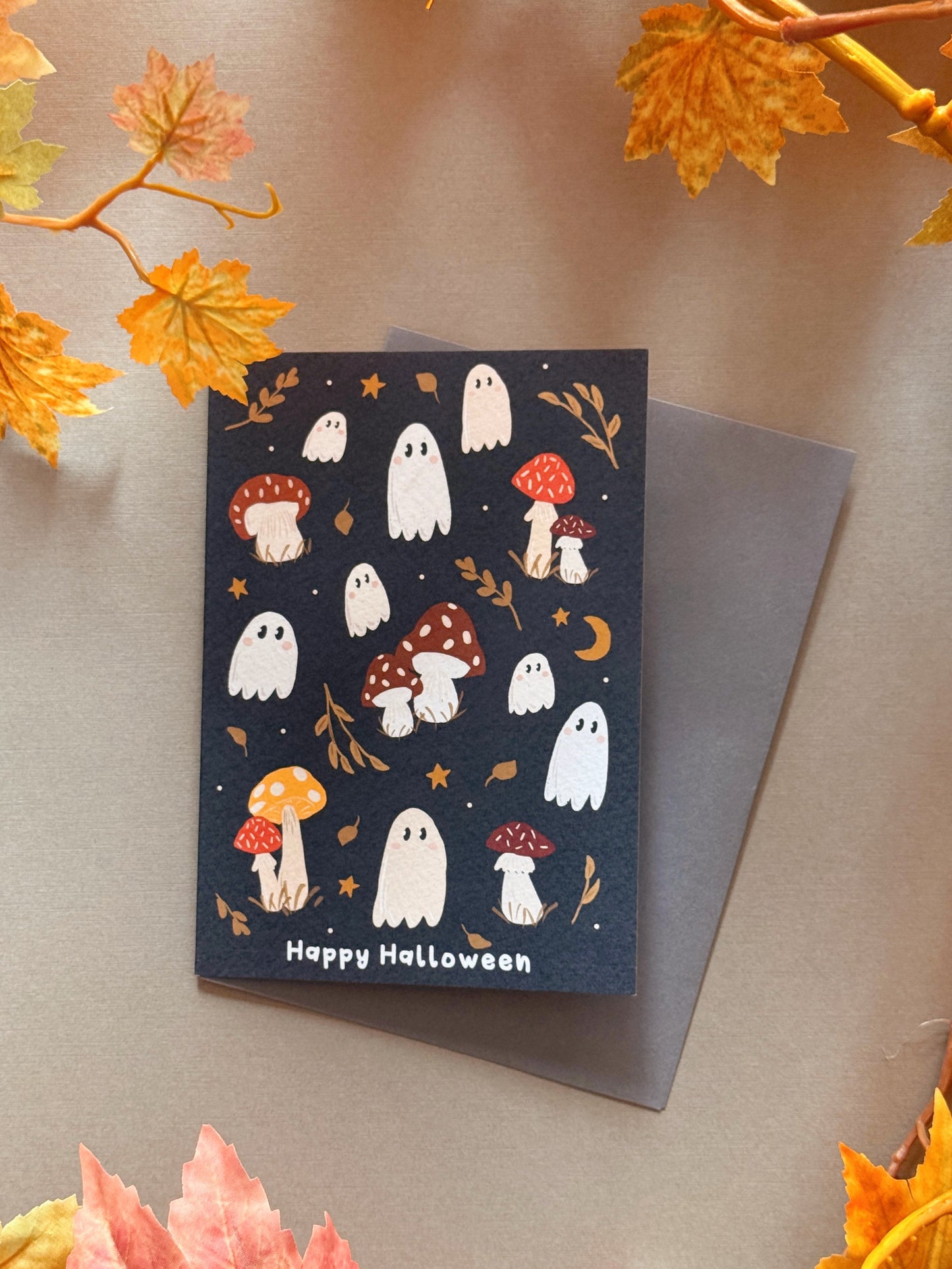 Mushroom Ghost Halloween Card
