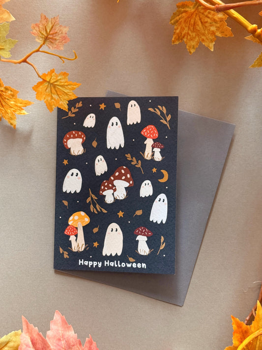 Mushroom Ghost Halloween Card