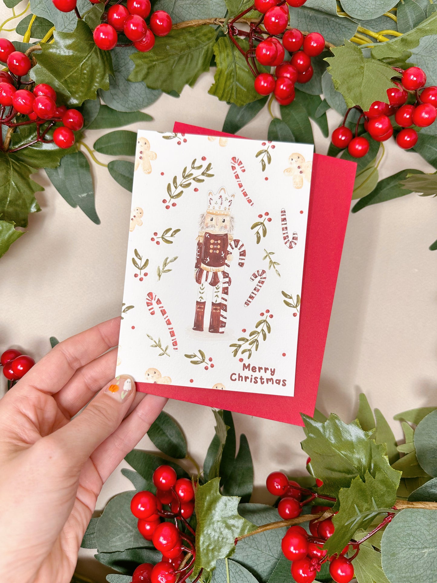 Candy Cane Nutcracker Christmas Card