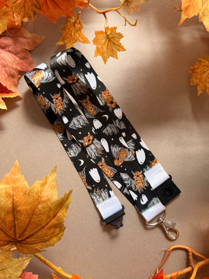 Bat Ghost Lanyard - Black