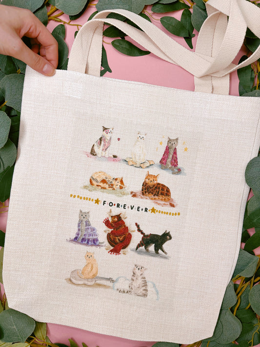 Cats Linen Tote Bag