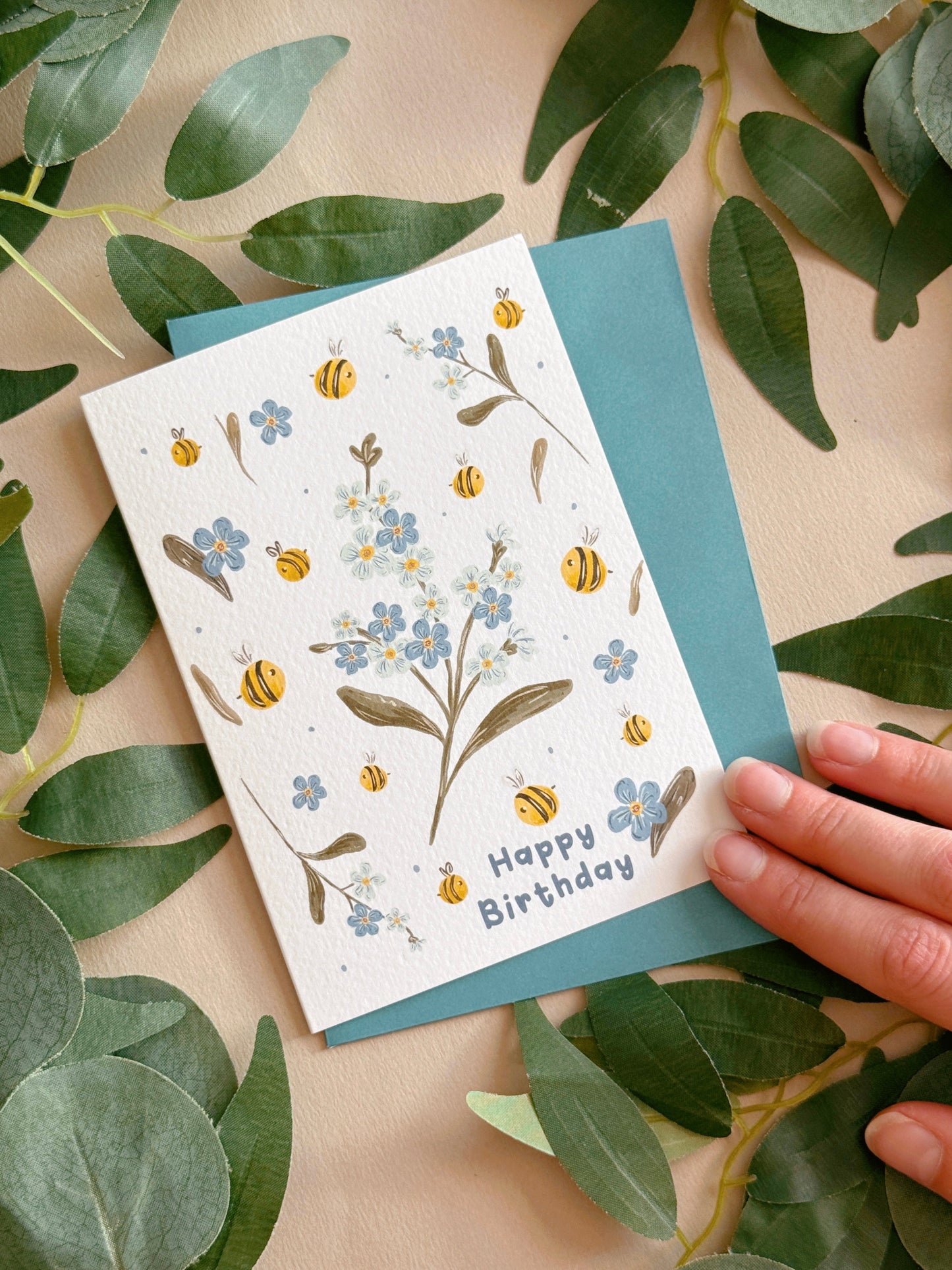 Bee Forget Me Not Birthday Card
