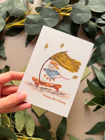 Skateboard Mouse Birthday Card