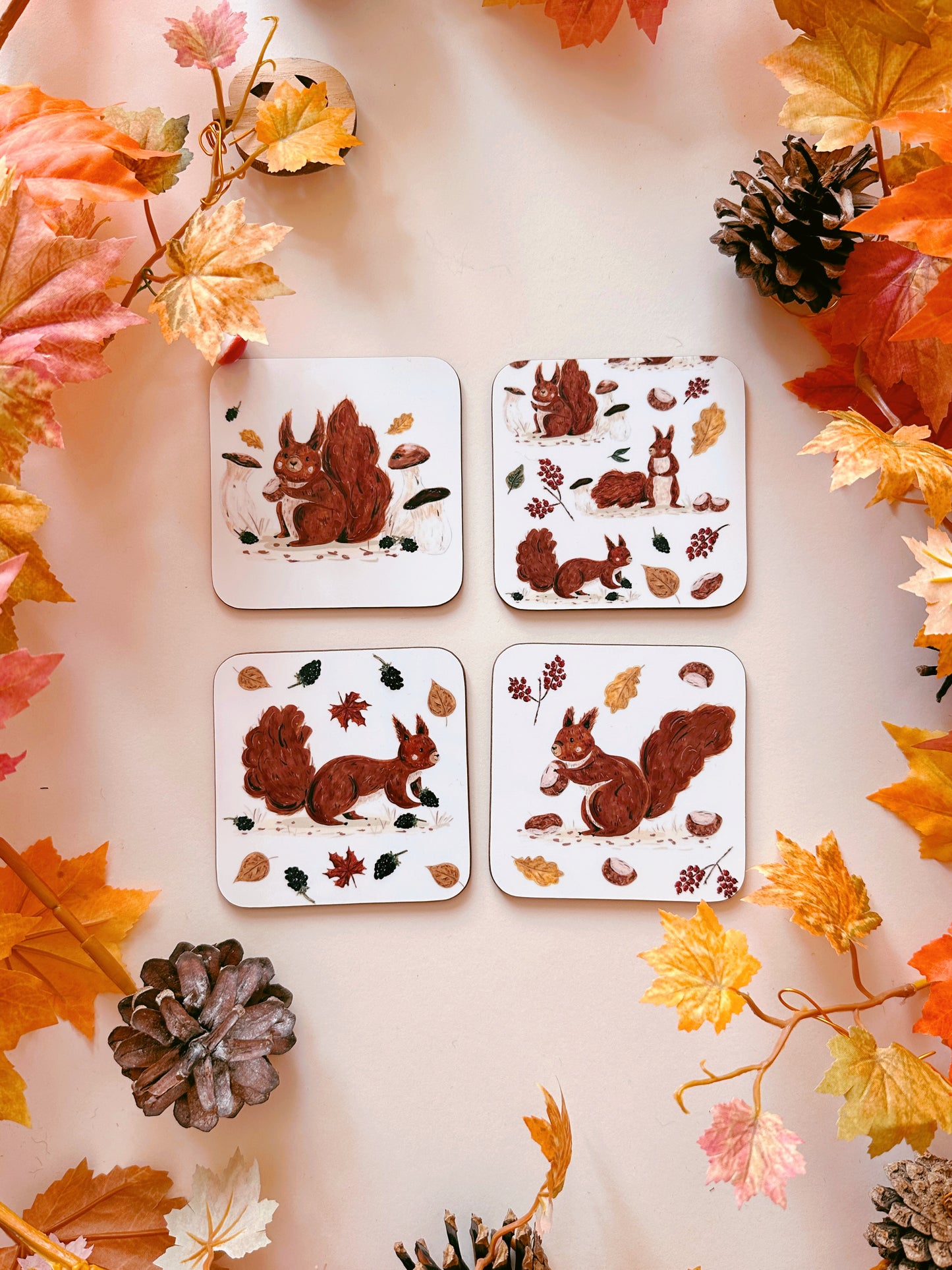 Autumn Red Squirrel Coaster