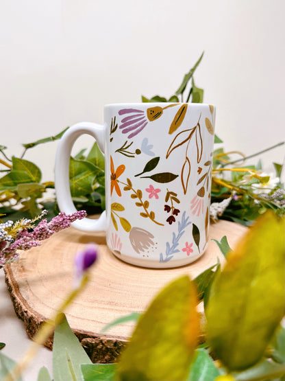 Fresh Flowers Tall Ceramic Mug