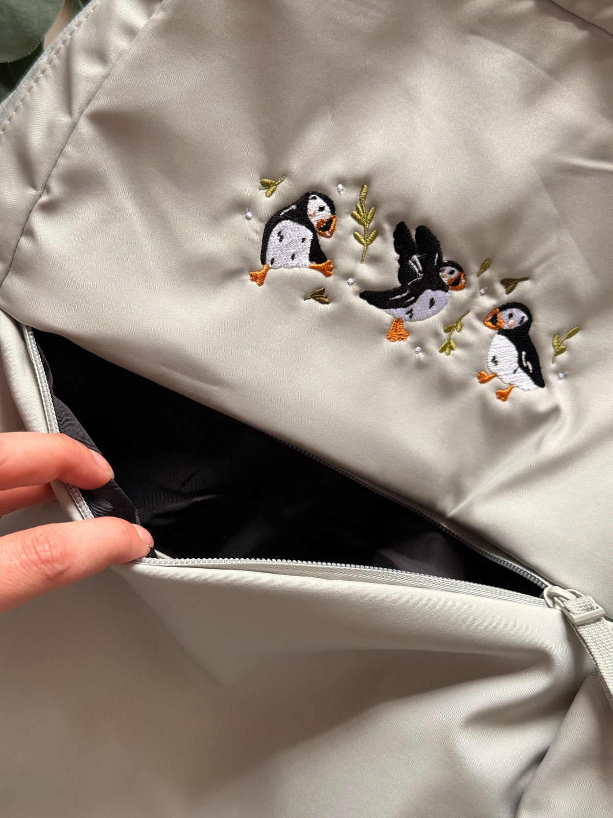 Puffins Embroidered Backpack