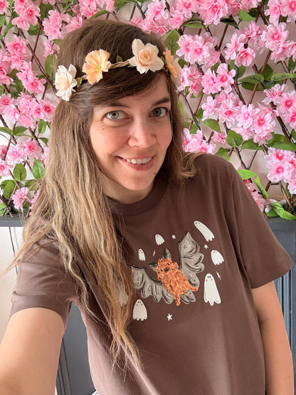 Bat Ghost T-Shirt - Organic Cotton (Chocolate)