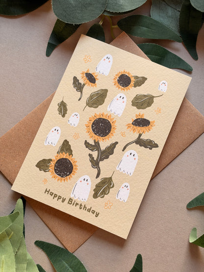 Sunflower Ghost Birthday Card